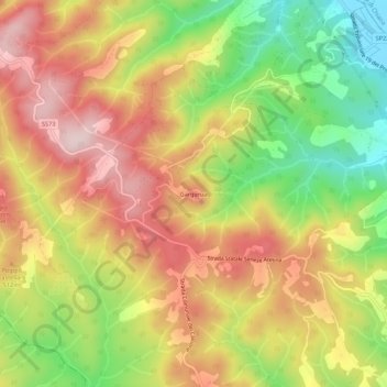 Mapa topográfico Gargonza, altitud, relieve