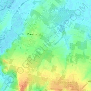 Mapa topográfico Elmstone, altitud, relieve