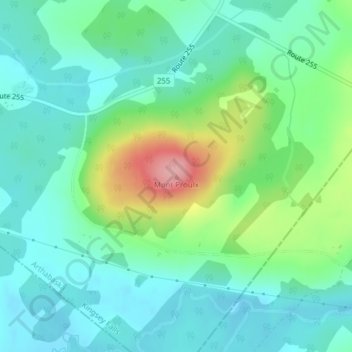 Mapa topográfico Mont Proulx, altitud, relieve