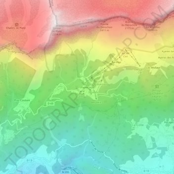 Mapa topográfico Plaine Joux, altitud, relieve
