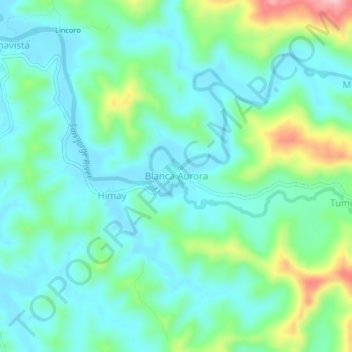 Mapa topográfico Blanca Aurora, altitud, relieve