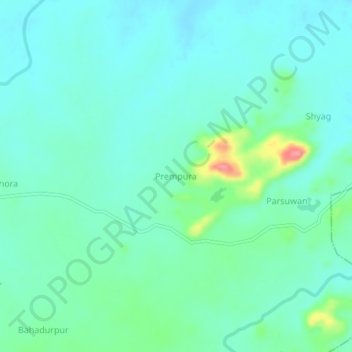 Mapa topográfico Prempura, altitud, relieve