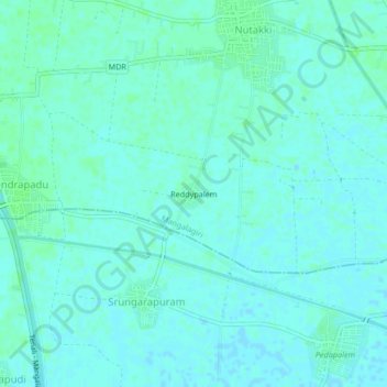 Mapa topográfico Reddypalem, altitud, relieve