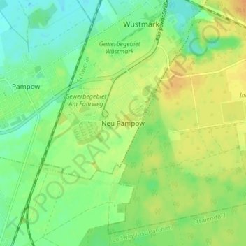 Mapa topográfico Neu Pampow, altitud, relieve
