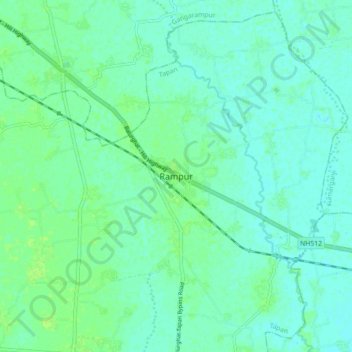 Mapa topográfico Rampur, altitud, relieve