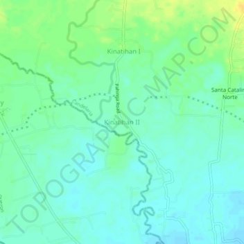 Mapa topográfico Kinatihan II, altitud, relieve