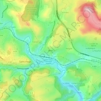 Mapa topográfico Bel-Air, altitud, relieve