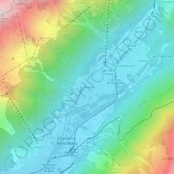 Mapa topográfico Les Rosières, altitud, relieve