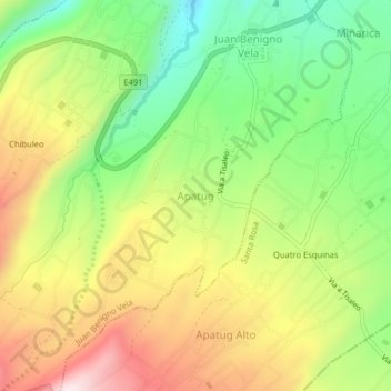 Mapa topográfico Apatug, altitud, relieve