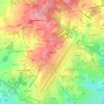 Mapa topográfico Bellegarde, altitud, relieve