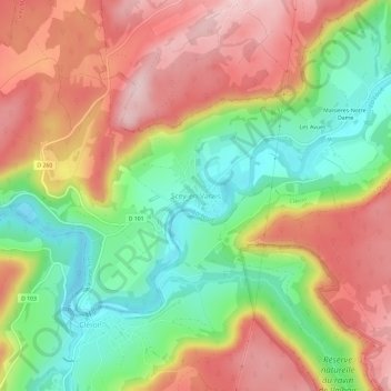 Mapa topográfico Scey-en-Varais, altitud, relieve
