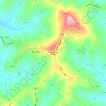 Mapa topográfico Madonna del Monte, altitud, relieve