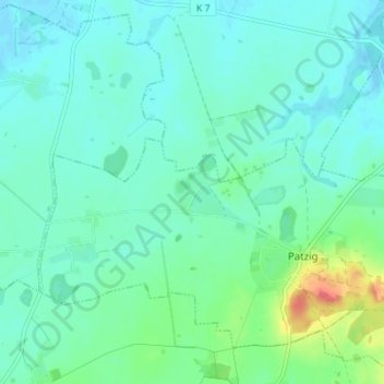 Mapa topográfico Woorke, altitud, relieve