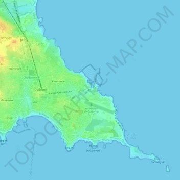 Mapa topográfico Port Haliguen, altitud, relieve