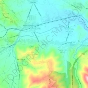 Mapa topográfico Sassa, altitud, relieve