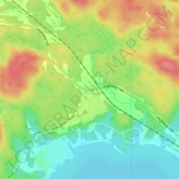 Mapa topográfico Windy Lake, altitud, relieve