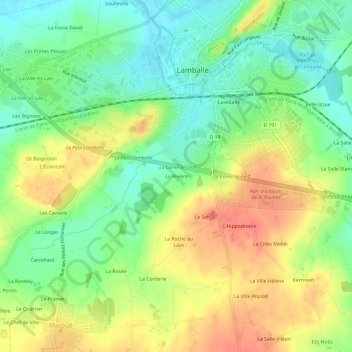 Mapa topográfico La Rivière, altitud, relieve
