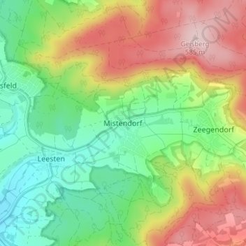 Mapa topográfico Mistendorf, altitud, relieve