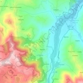 Mapa topográfico Ceretolo, altitud, relieve