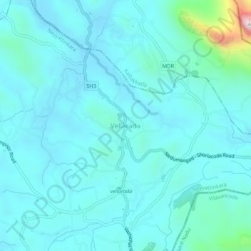 Mapa topográfico Vellarada, altitud, relieve