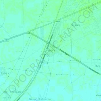Mapa topográfico Pasiana, altitud, relieve