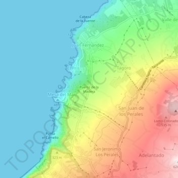 Mapa topográfico Puerto de la Madera, altitud, relieve