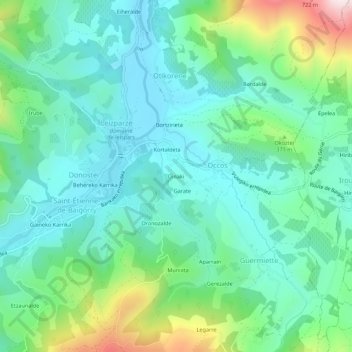 Mapa topográfico Oinaki, altitud, relieve