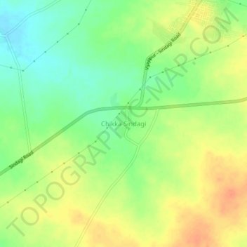 Mapa topográfico Chikka Sindagi, altitud, relieve