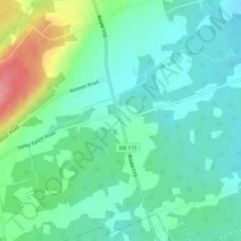 Mapa topográfico Irishtown, altitud, relieve