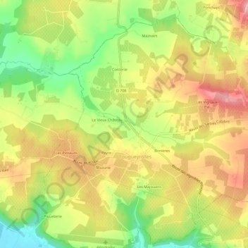 Mapa topográfico Le Lardot, altitud, relieve