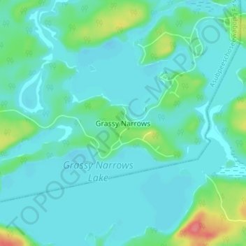 Mapa topográfico Grassy Narrows, altitud, relieve
