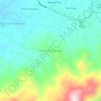Mapa topográfico Talumpok Silangan, altitud, relieve