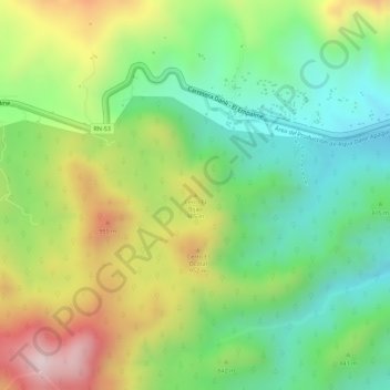 Mapa topográfico Cerro El Bijao, altitud, relieve