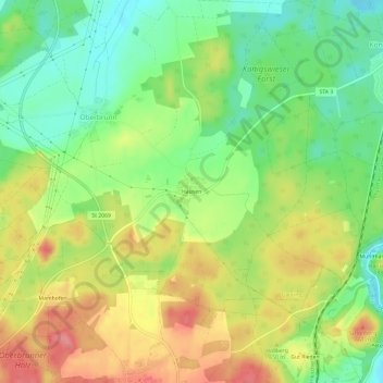 Mapa topográfico Hausen, altitud, relieve