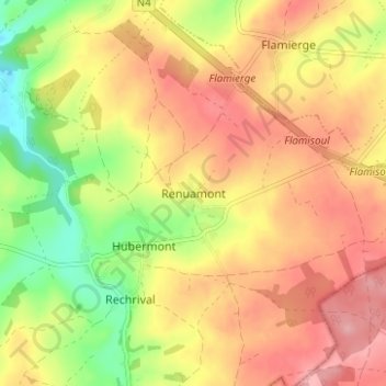 Mapa topográfico Renuamont, altitud, relieve