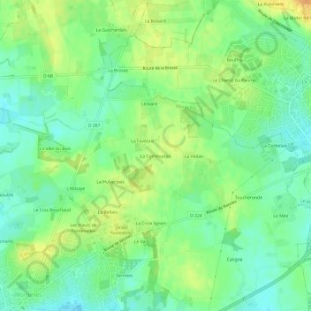 Mapa topográfico La Communais, altitud, relieve