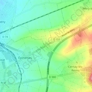 Mapa topográfico Le Linguet, altitud, relieve