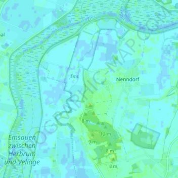 Mapa topográfico Tunxdorf, altitud, relieve
