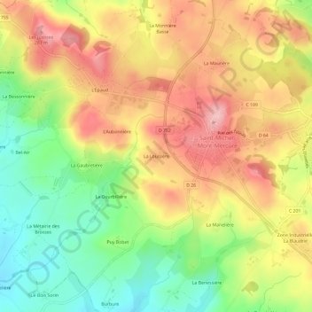 Mapa topográfico La Louisière, altitud, relieve
