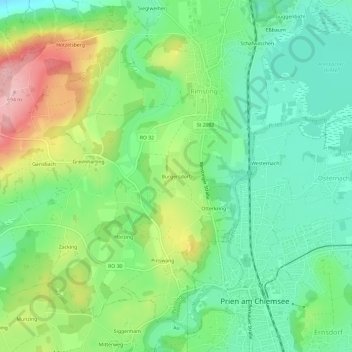 Mapa topográfico Burgersdorf, altitud, relieve