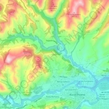 Mapa topográfico Faiano, altitud, relieve
