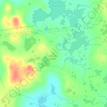 Mapa topográfico Hawke Hills, altitud, relieve