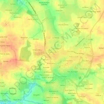 Mapa topográfico Genets d'Or, altitud, relieve