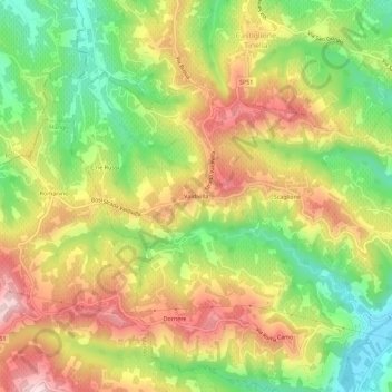 Mapa topográfico Valdivilla, altitud, relieve