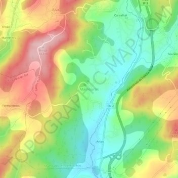 Mapa topográfico Mamouros, altitud, relieve