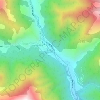 Mapa topográfico Bielsa, altitud, relieve