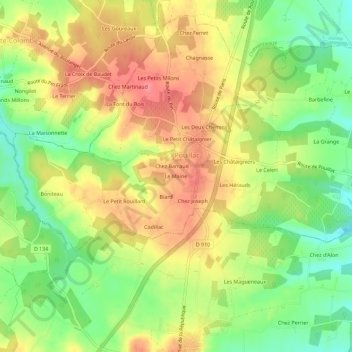Mapa topográfico Le Maine, altitud, relieve
