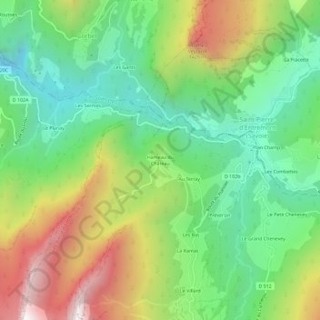 Mapa topográfico Hameau du Château, altitud, relieve