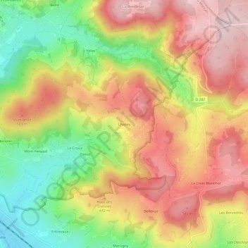 Mapa topográfico Chapey, altitud, relieve