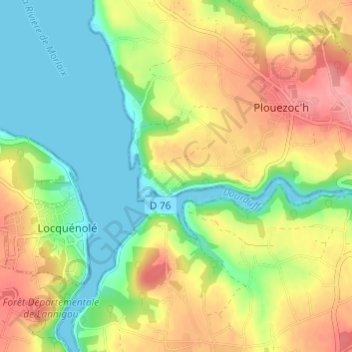 Mapa topográfico Ty Zoul, altitud, relieve